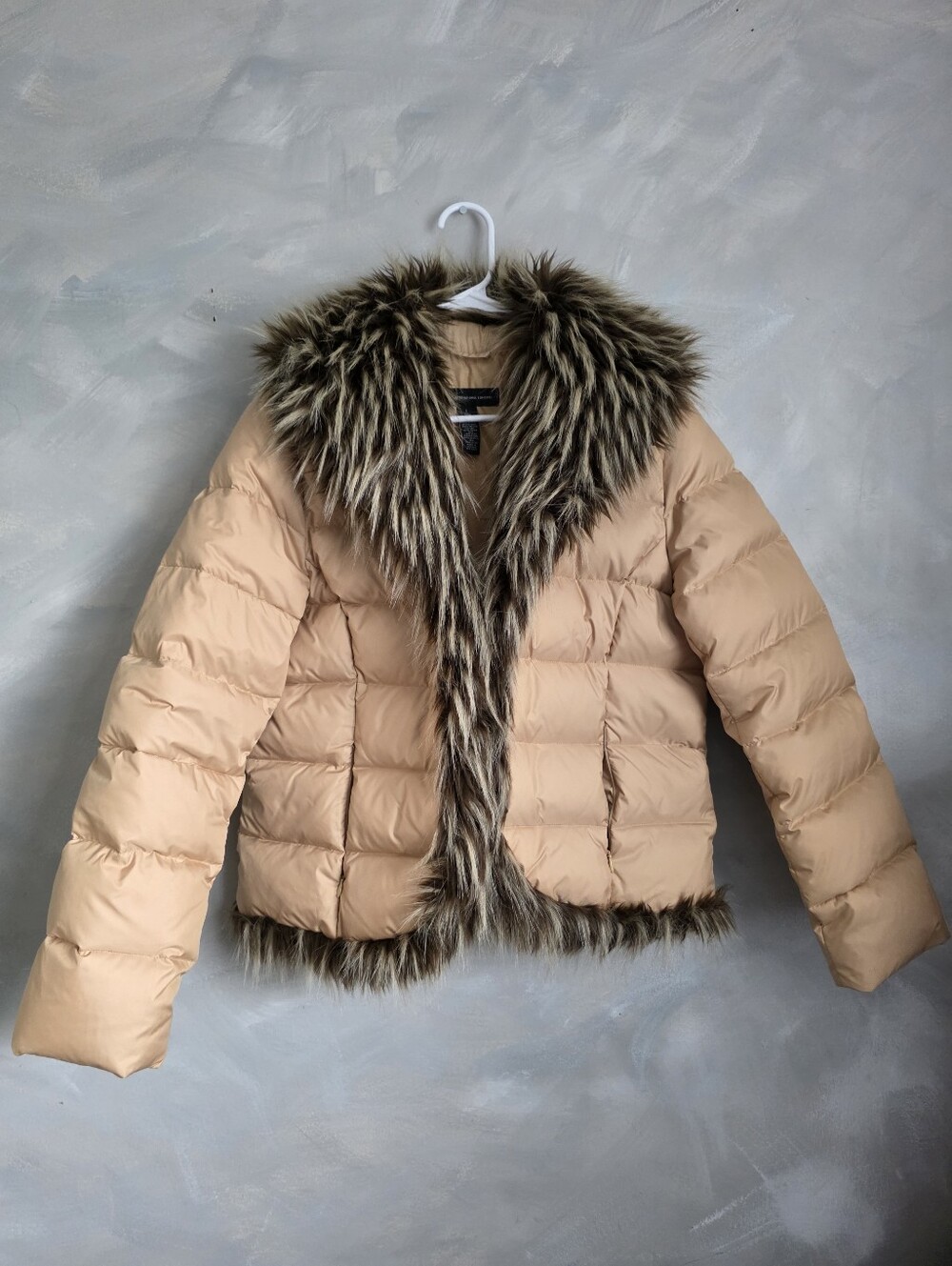 Penny Lane Puffer Parka INC International Concepts Faux Fur Trim Jacket L